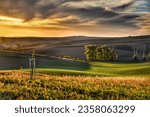 Crazy sunset in South Moravia. The landscape looks like Italian Tuscany. Nature has a wonderful ability to cast spells and charms
