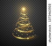 golden christmas tree on dark... | Shutterstock .eps vector #1373463503