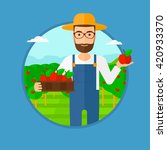 farmer collecting apples. | Shutterstock .eps vector #420933370
