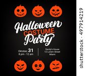 halloween costume party hand... | Shutterstock .eps vector #497914219