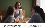 Small photo of Adult SME owner work at busy small cafe bar pub on cozy day carry plate tray for group asia people friend party at vegan shop. Enjoy talk order fresh menu eat meal drink fine dish diet salad bowl.