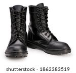 Black Leather Combat Shoes...