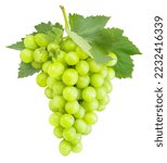 Green grape with leaves...