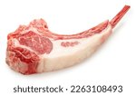 Small photo of Fresh lamb chops isolated on white background, Fresh Raw lamb loin on White Background With clipping path.