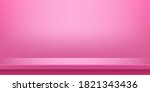 plank table pink on wall room... | Shutterstock .eps vector #1821343436