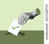 Small photo of voting, positive voting, person voting, pigeon, vote, valid vote, elections, positive elections, collage art, photo art