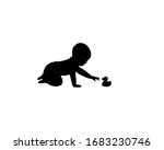 A Silhouette Of Playing Baby...