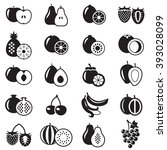 set of fruits monochrome icons... | Shutterstock . vector #393028099