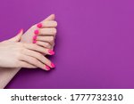 female hands with pink neon... | Shutterstock . vector #1777732310