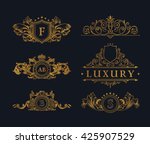 vintage gold logos crest set.... | Shutterstock .eps vector #425907529