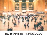 Grand Central , New York City at Main hall with Motion blurred background of a lot of people, New Yorker walking in rush hour morning. Background for your project design creative concept.