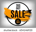 50  off orange sale poster on a ... | Shutterstock .eps vector #654146920