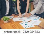 Small photo of Business strategy team report chart, graph, infographic data analyze financial report plan. Hands team partner planning marketing finance statistics sale report with excel spreadsheet accountting