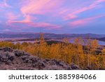 Autumn Mountain Sunset - A colorful Autumn sunset view at Twin Lakes, Leadville, Colorado, USA.