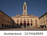 Small photo of San Giovanni Valdarno, Arezzo, Tuscany, Italy: the ancient church of Santa Maria delle Grazie, built in 1484 but with a 19th-century Neoclassical facade). Its museum houses Beato Angelico's Annunciat