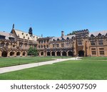 Small photo of Sydney, Australia - 18 November 2023 - The University of Sydney building, with classic and beautiful old architecture, is a heritage building, Quadrangle.
