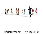 group of children running  3d... | Shutterstock . vector #196458410
