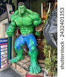 Small photo of Bangkok, Thailand - Feb 5, 2024: Marvel movie superhero The Hulk statue at Khao San road in Bangkok, Thailand.