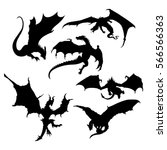 stylized image of dragons in... | Shutterstock .eps vector #566566363