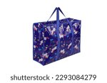 Small photo of zippered duffle bag jpg image. jumbo zipper storage bag. Nylon blue and black color jumbo shopping bags.