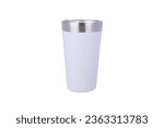 Small photo of stainless steel wine Tumbler glass, double wall vacuum insulated stemless coffee mug, tumbler cup. thermal glass sublimation tumbler glass. white color and stylish design. hot and cold drinks.