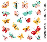 butterflies  set of hand drawn... | Shutterstock . vector #1689879886
