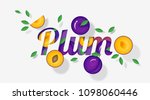 word plum design decorated with ... | Shutterstock .eps vector #1098060446