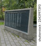 Small photo of Salem, Oregon USA - September 19, 2021: A memorial inscribed with the names of Oregonian members of the armed forces who gave their lives during Operations Iraqi Freedom and Enduring Freedom
