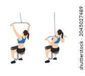woman doing seated lat... | Shutterstock .eps vector #2045027489
