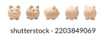 Small photo of Piggy bank set isolated. Money box, saving pig, small moneybox, planning home finances concept, piggybank, piggy bank cut out front view, white background, clipping path