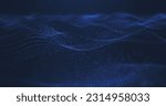 Small photo of Abstract futuristic wavy background. waves of particles and dots.technology background with blue light, digital wave effect, corporate concept