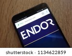 Small photo of KONSKIE, POLAND - JULY 14, 2018: Endor Protocol (EDR) cryptocurrency website displayed on a modern smartphone