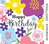 birthday card with flower design | Shutterstock .eps vector #1045773316