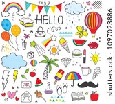 set of colorful doodle on paper ... | Shutterstock .eps vector #1097023886