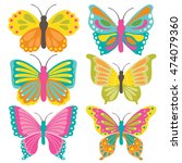 cute butterfly collection with... | Shutterstock .eps vector #474079360