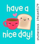 cute coffee cup and bread... | Shutterstock .eps vector #1961645179