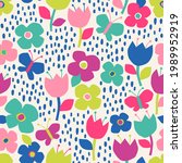cute colorful hand drawn floral ... | Shutterstock .eps vector #1989952919