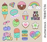 set of girl fashion patches ... | Shutterstock .eps vector #780847156