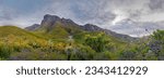 Stirling Range or Koikyennuruff landscape scenery, beautiful mountain National Park in Western Australia, with the highest peak Bluff Knoll. Panoramatic view to the rocky mountains.