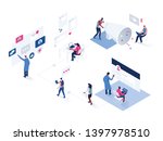 people sharing information via... | Shutterstock .eps vector #1397978510