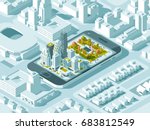 city isometric plan with road... | Shutterstock .eps vector #683812549