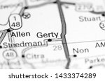 Small photo of Gerty. Oklahoma. USA on a map