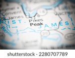 Pikes Peak. Louisiana. USA on a geography map