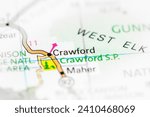 Small photo of Crawford. Colorado. USA on a map