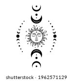 sun moon vector silhouette... | Shutterstock .eps vector #1962571129
