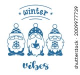 cute winter gnomes silhouette.... | Shutterstock .eps vector #2009977739