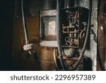 Old circuit breaker in an abandoned garage