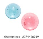 Pink and blue lip gloss texture isolated on white background. Smudged cosmetic product smear. Makup swatch product sample