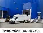 van in loading and unloading commercial cargo in warehouse dock