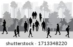 city life. people walking in... | Shutterstock .eps vector #1713348220